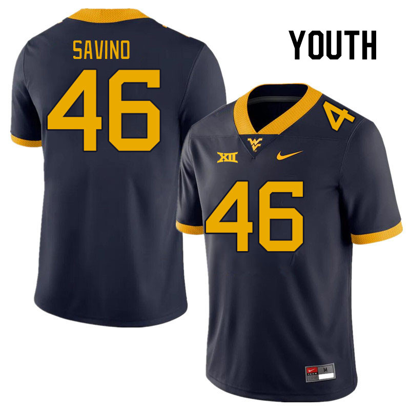 Youth #46 Luke Savino West Virginia Mountaineers College Football Jerseys Stitched Sale-Navy - Click Image to Close